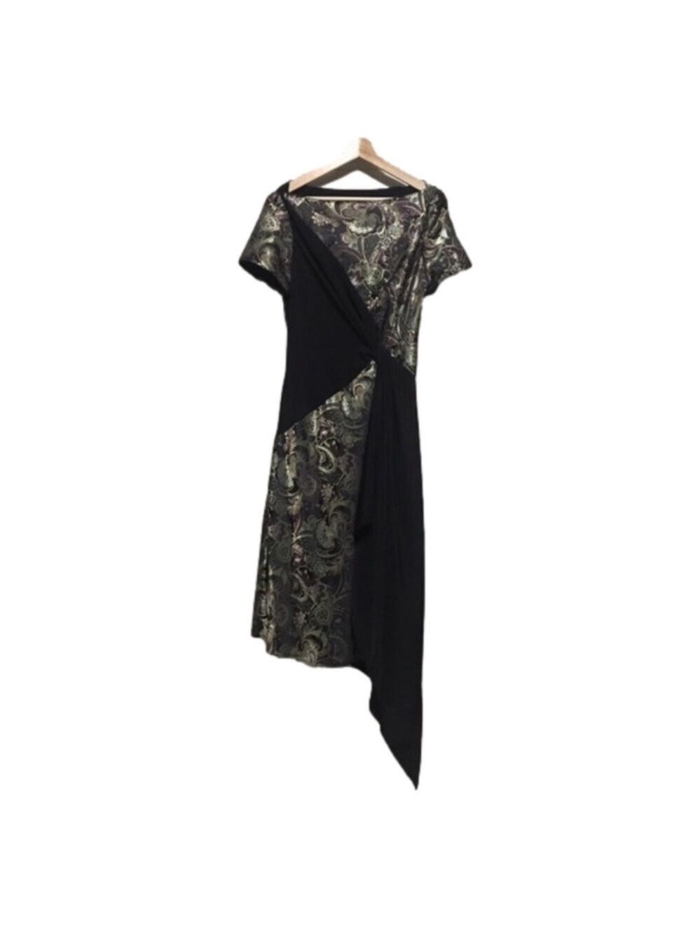 Custom asymmetrical metallic paisley special occasion formal cocktail dress 10